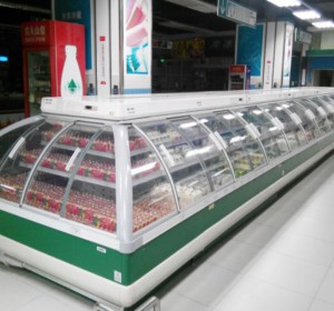 Supermarket semi-deck glass door