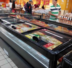 Supermarket energy saving renovation island freezer glass lid