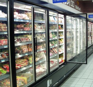 Supermarket energy saving renovation multi-deck glass door system