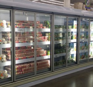 Supermarket energy saving renovation multi-deck glass door system