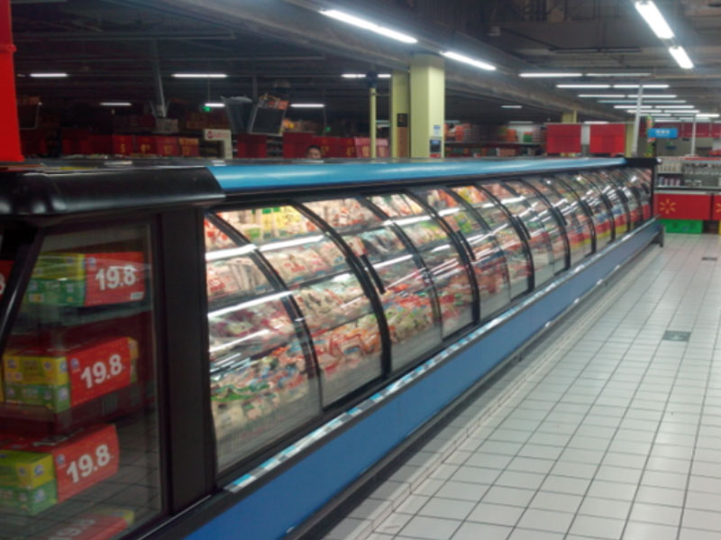 Supermarket semi-deck glass door