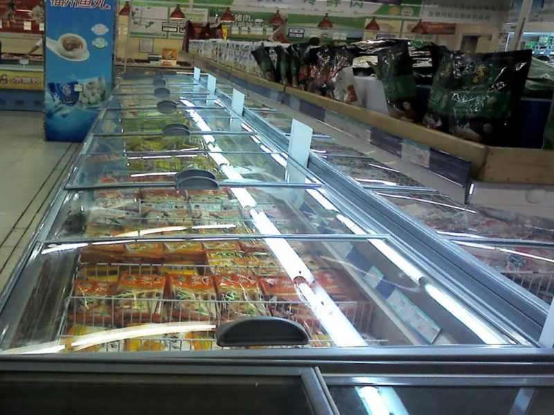 Supermarket energy saving renovation island freezer glass lid