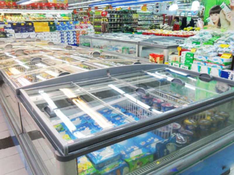 Supermarket energy saving renovation island freezer glass lid