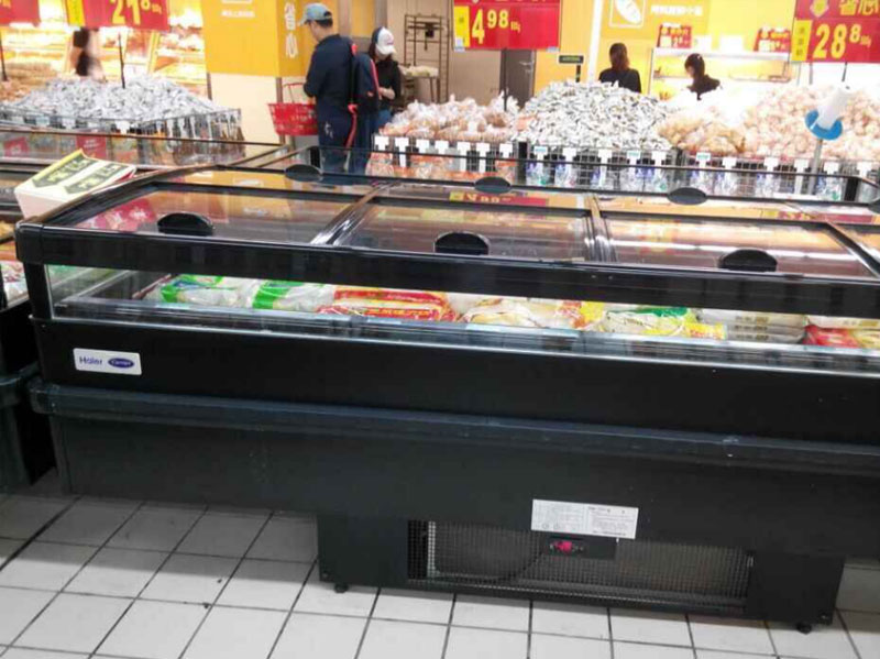 Supermarket energy saving renovation island freezer glass lid