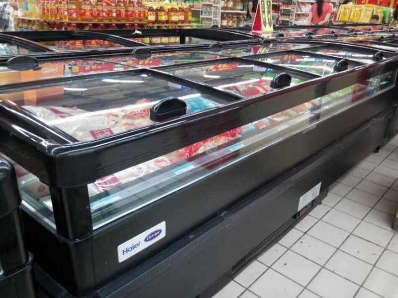 Supermarket energy saving renovation island freezer glass lid