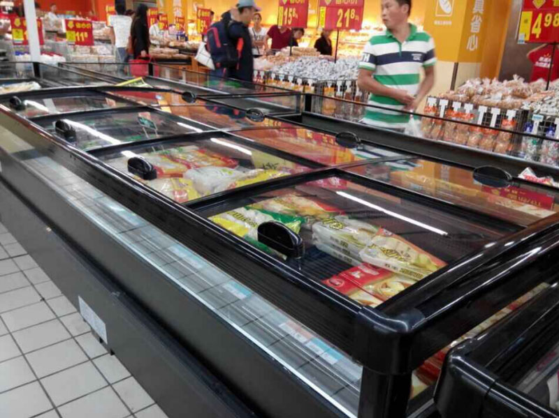 Supermarket energy saving renovation island freezer glass lid