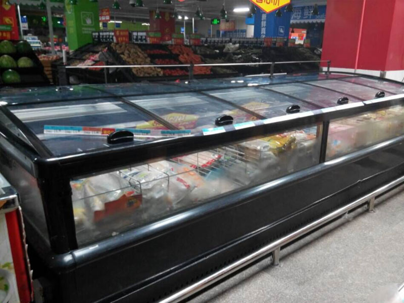 Supermarket energy saving renovation island freezer glass lid