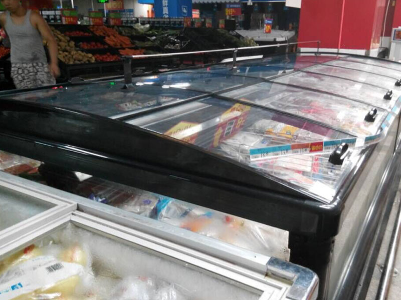 Supermarket energy saving renovation island freezer glass lid