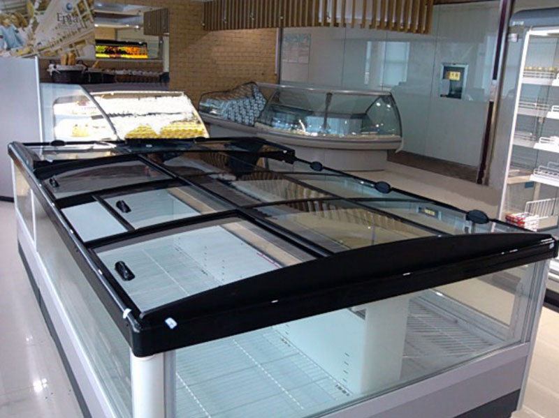 Supermarket energy saving renovation island freezer glass lid