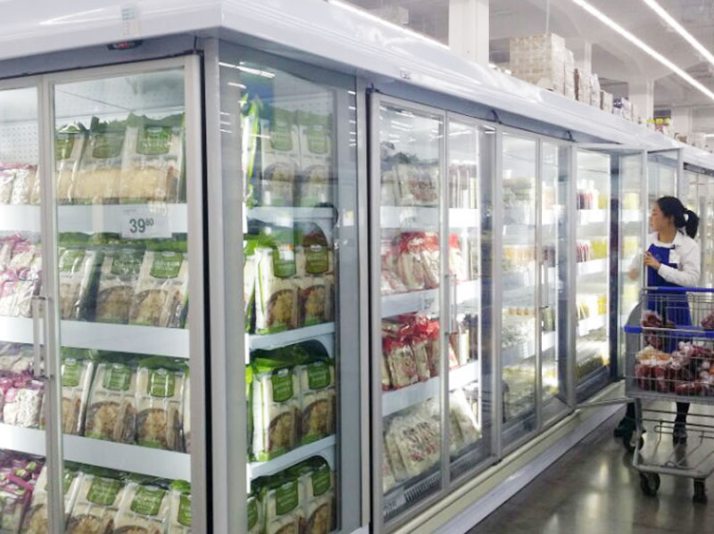 Supermarket energy saving renovation multi-deck glass door system