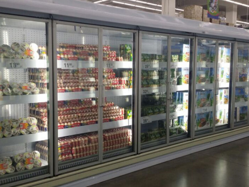 Supermarket energy saving renovation multi-deck glass door system