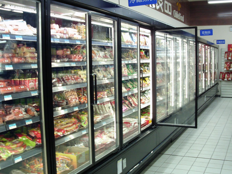 Supermarket energy saving renovation multi-deck glass door system