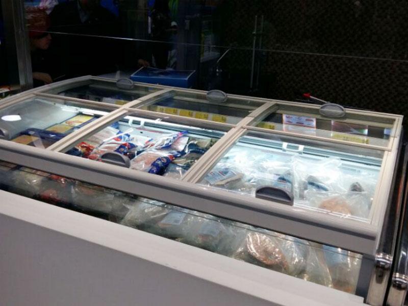 Supermarket display cabinet glass door & frame system