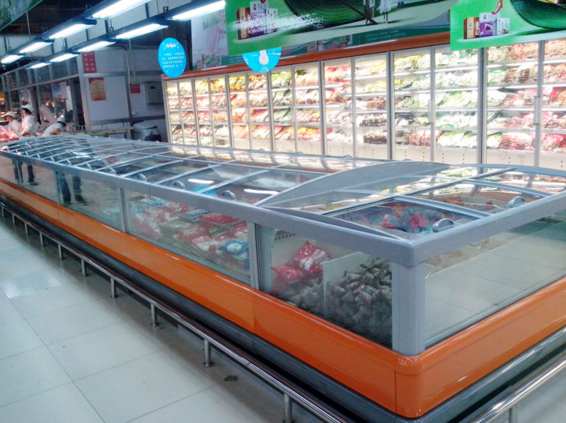 Supermarket display cabinet glass door & frame system