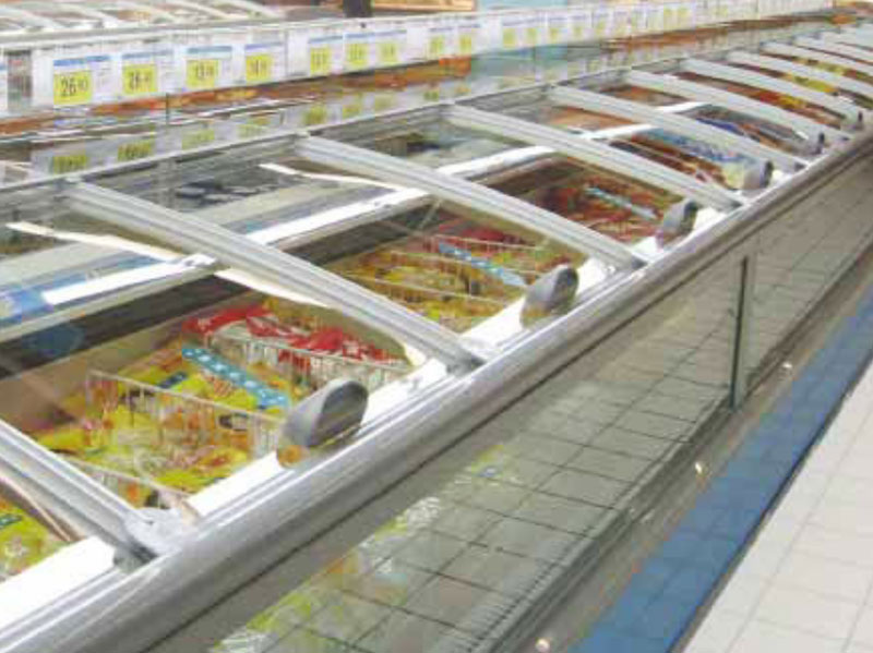 Supermarket display cabinet glass door & frame system