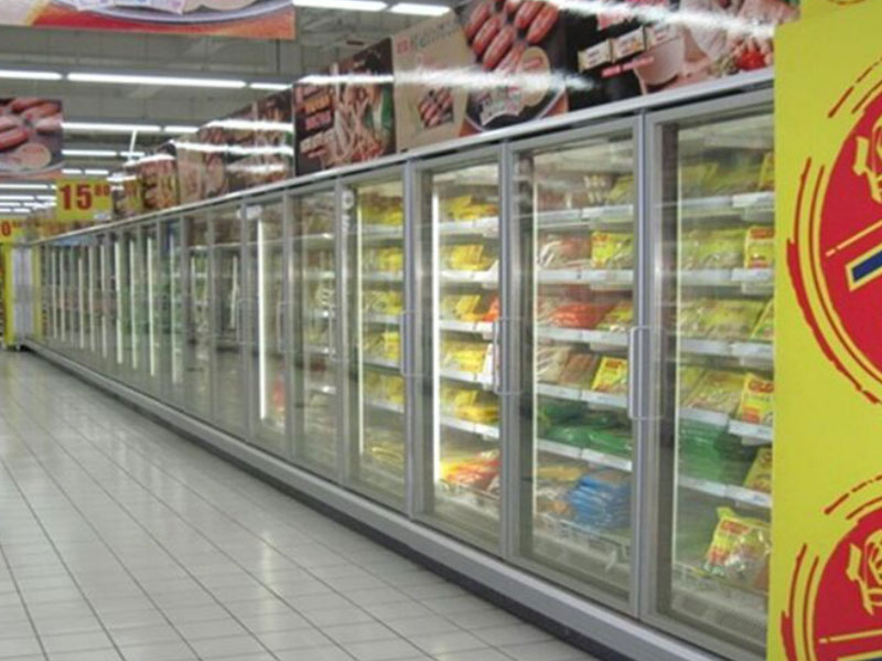 Supermarket display cabinet glass door & frame system